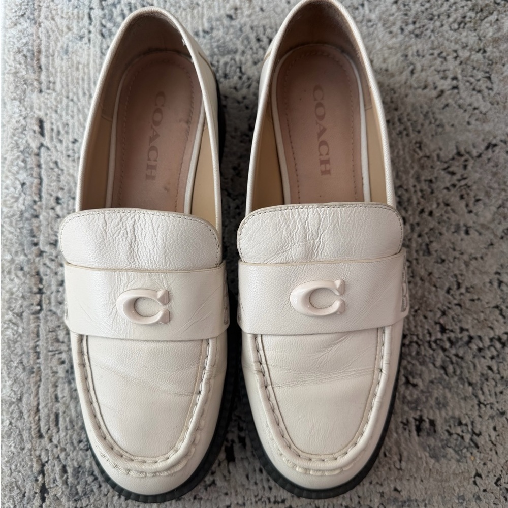 Coach Cream Loafers with Signature C